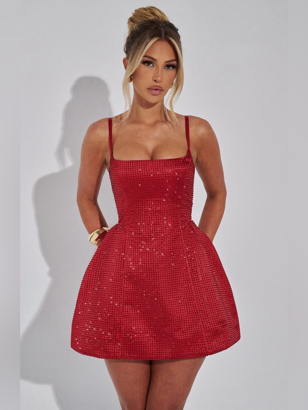 New BabyBoo EMMA MINI DRESS RED Mini Glitter Size Medium